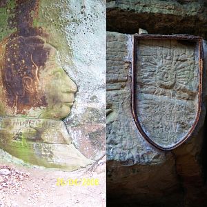 Indianenkop en schild