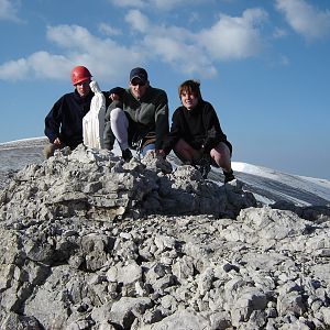 Topfoto op steentop van de Cima Tosa (3159 m)